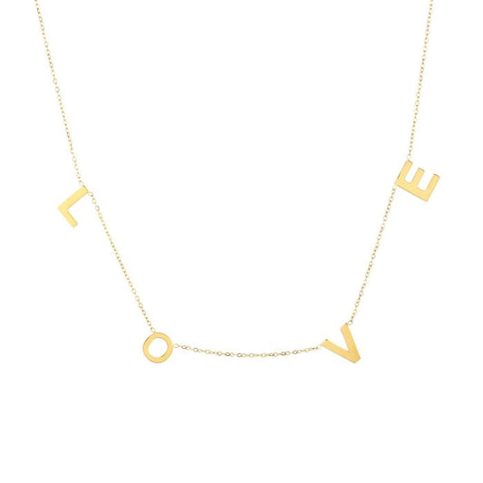 ketting- grote love letters goudkleurig