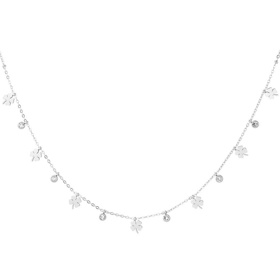 ketting- hartjes klavertjes zilverkleurig