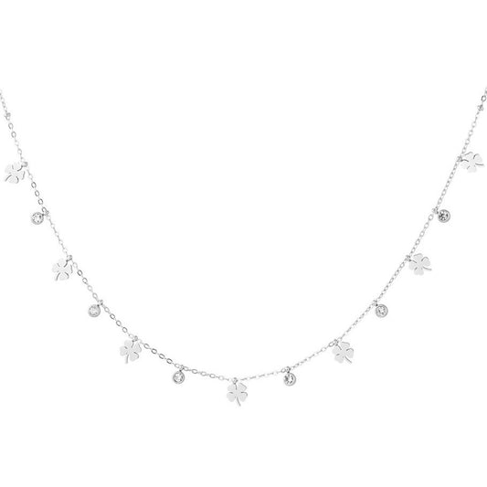 ketting- hartjes klavertjes zilverkleurig