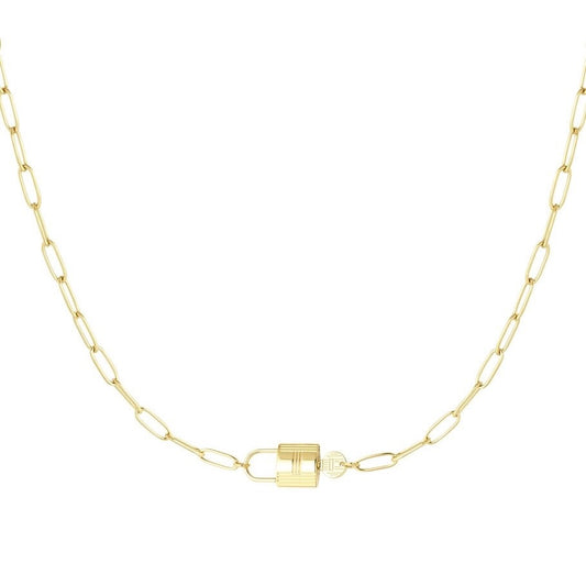 ketting- sleuteltje in slot goudkleurig