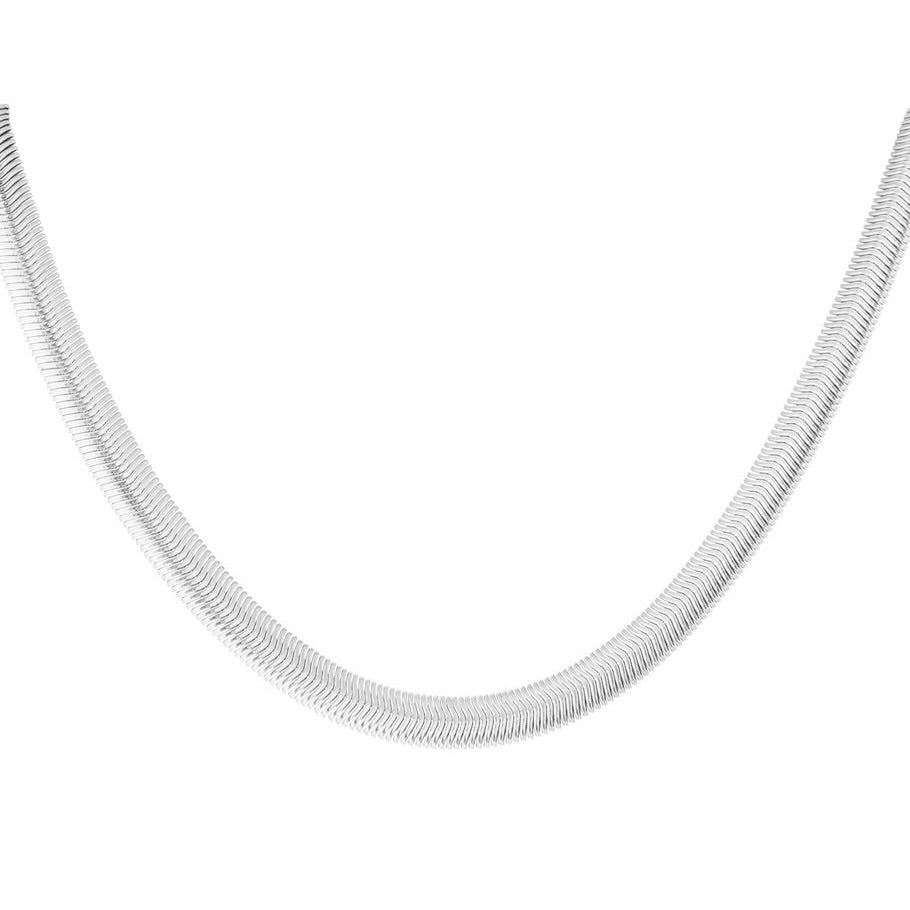 ketting- dikke flat chain zilverkleurig