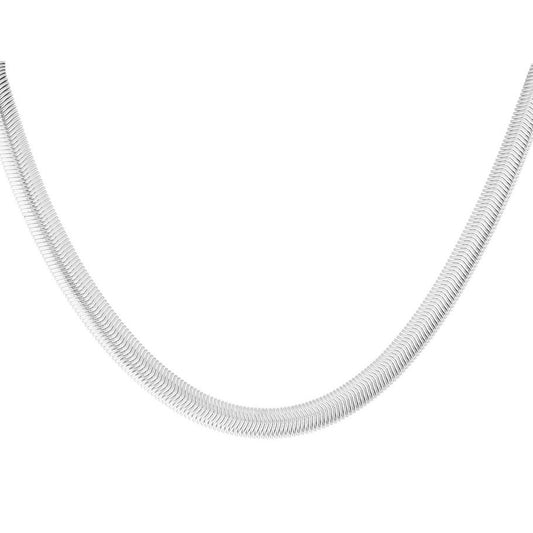 ketting- dikke flat chain zilverkleurig