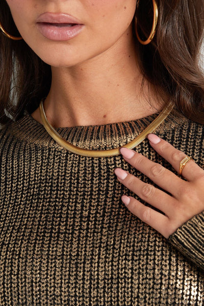 ketting- dikke flat chain goudkleurig