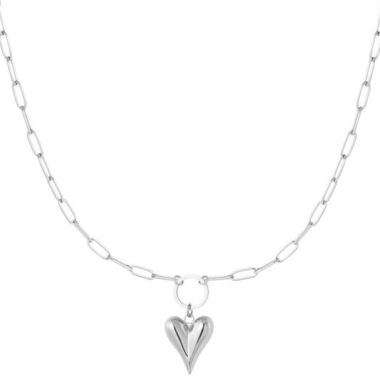 ketting- groot hart chain zilverkleurig