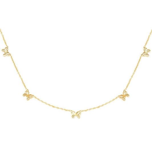 ketting- kleine vlindertjes goudkleurig