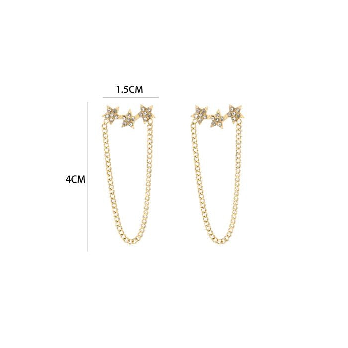oorbellen- sterren chain goudkleurig