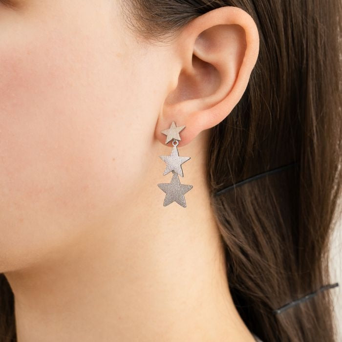 oorbellen- sterren zilverkleurig