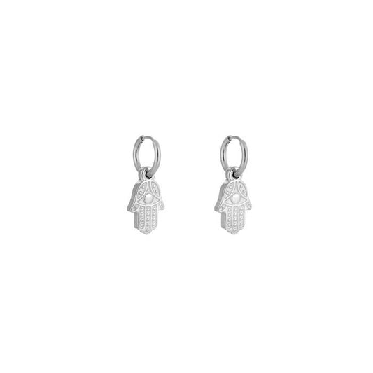 oorbellen- hamsa handjes zilverkleurig