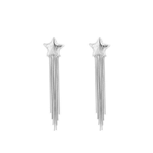 oorbellen- ster lang zilverkleurig