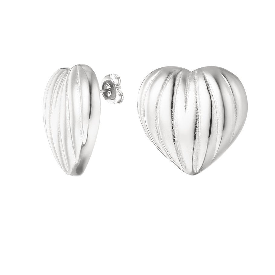 oorbellen- grote harten zilverkleurig