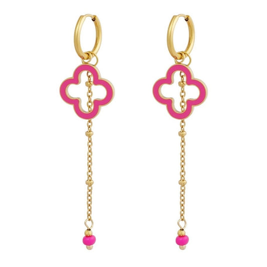 oorbellen- open klaver roze goudkleurig