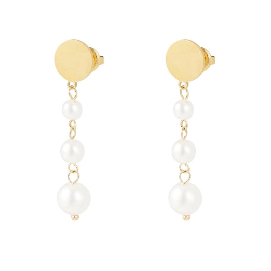 oorbellen- meerdere pareltjes goudkleurig