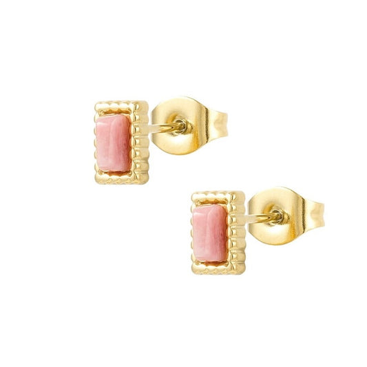 oorbellen- steentjes roze goudkleurig