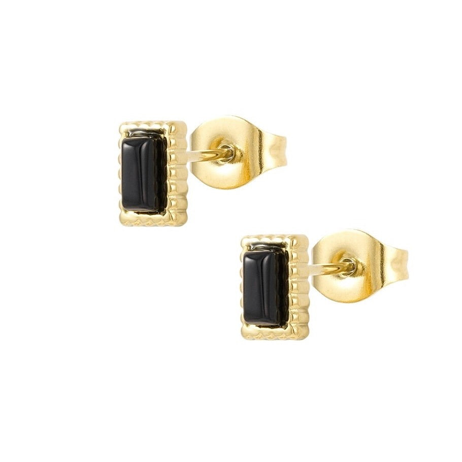 oorbellen- steentjes zwart goudkleurig