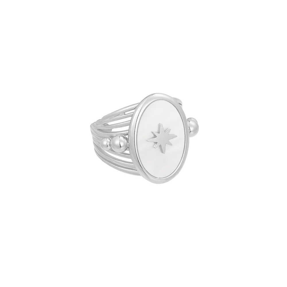 ring- parelmoer galaxy zilverkleurig