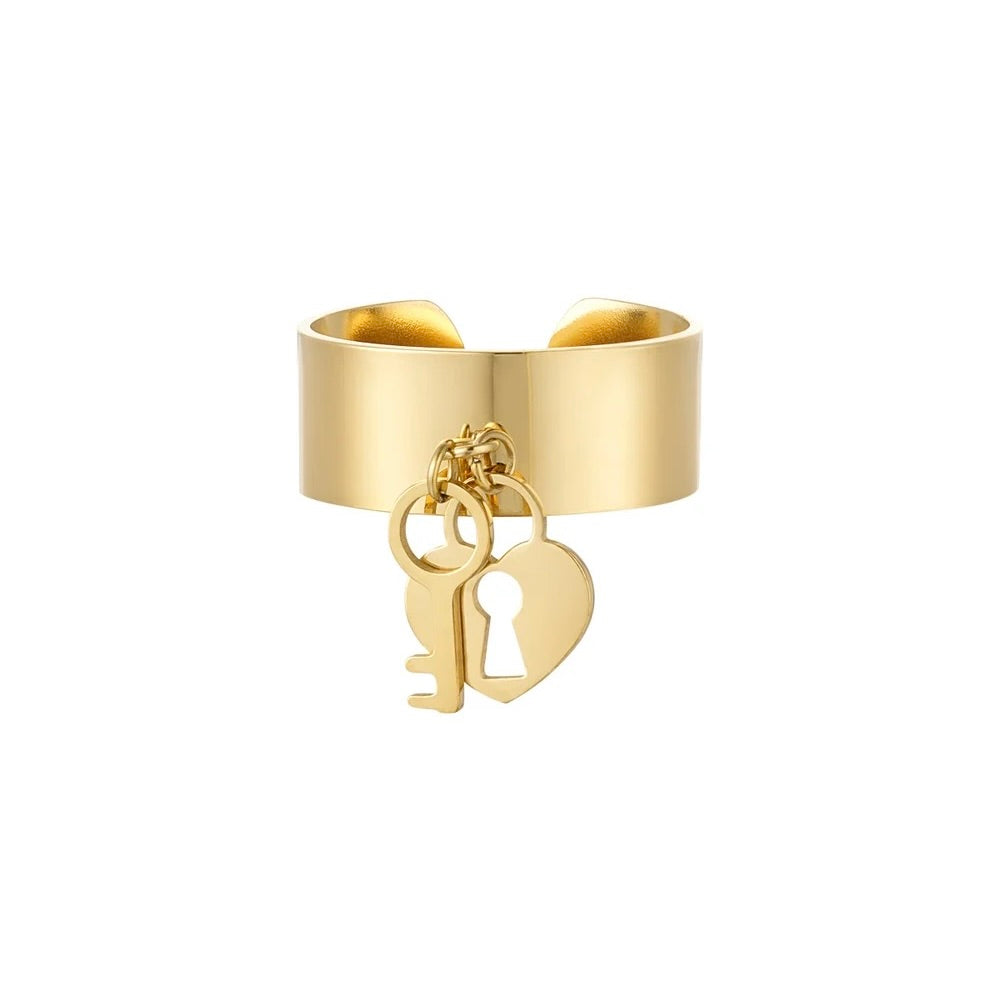 ring- slotje sleuteltje goudkleurig