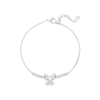 Armbandje- klein strikje zilverkleurig