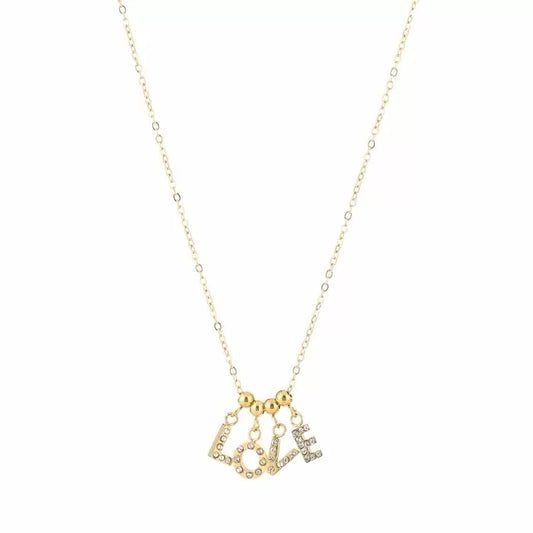 ketting- love bedeltjes goudkleurig