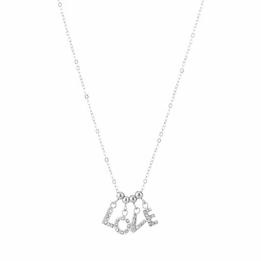 ketting- love bedeltjes zilverkleurig