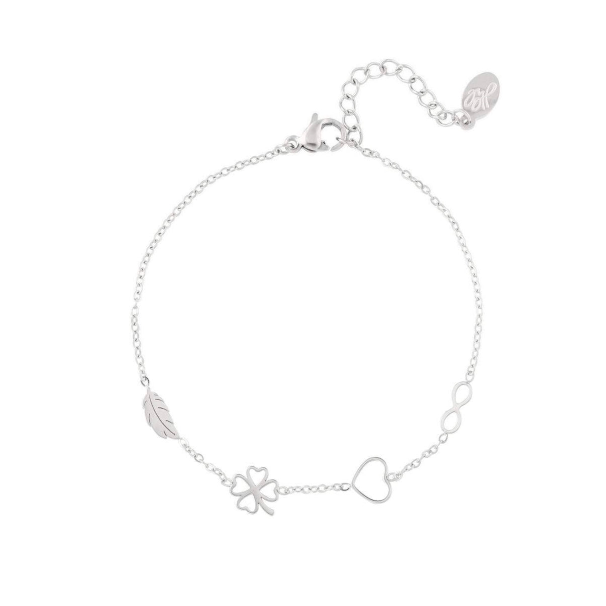 zilverkeurig armbandje met kleine figuurtjes