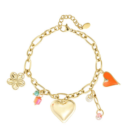 bedel armbandje goudkleurig met zomerse kleurtjes