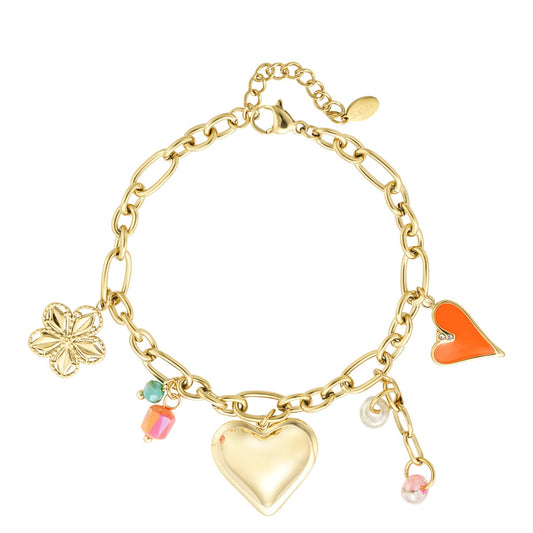 bedel armbandje goudkleurig met zomerse kleurtjes