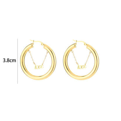 oorbellen- statement hoops love goudkleurig