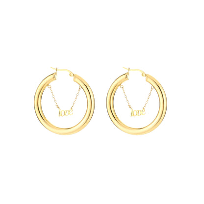 oorbellen- statement hoops love goudkleurig