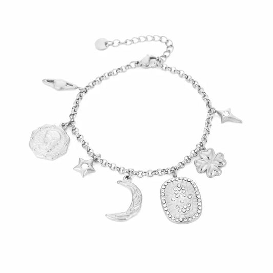 Armbandje- bedels hamsa zilverkleurig