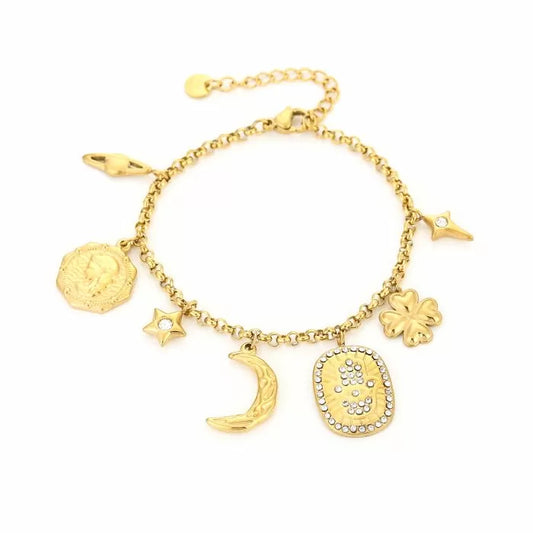 Armbandje- bedels hamsa goudkleurig