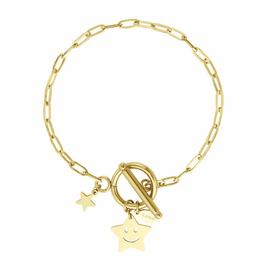 Armbandje- ster smiley goudkleurig