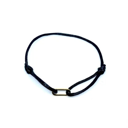 Minimalistisch zwart koord armbandje met goudkleurig schakeltje, Jewelrybyceline sieraden