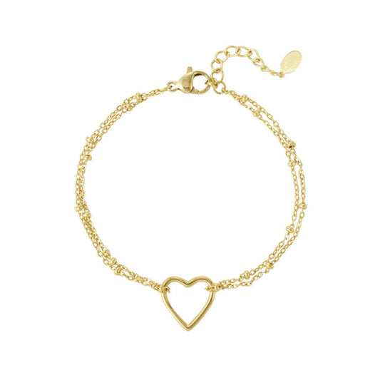Armbandje- open hartje goudkleurig