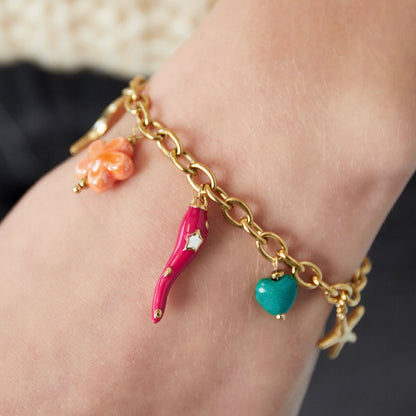 Armbandje- bedels peper goudkleurig