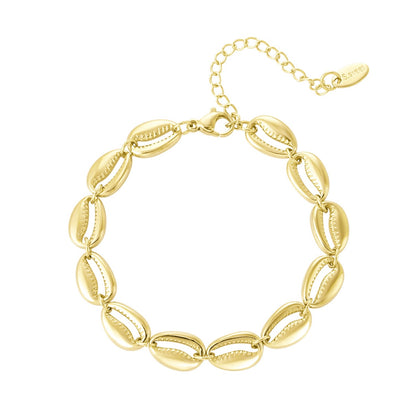 Armbandje- schelpjes goudkleurig