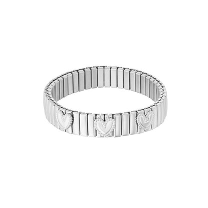 Armbandje- bangle hartjes zilverkleurig