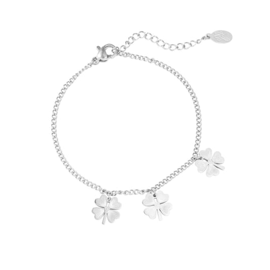 Armbandje- klavertjes zilverkleurig