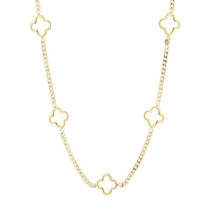 ketting- open klavers goudkleurig