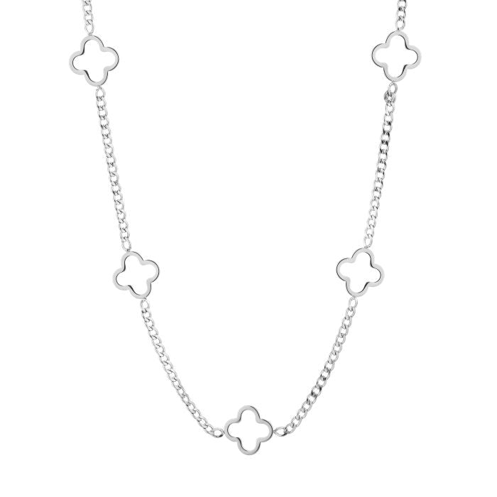 ketting- open klavers zilverkleurig