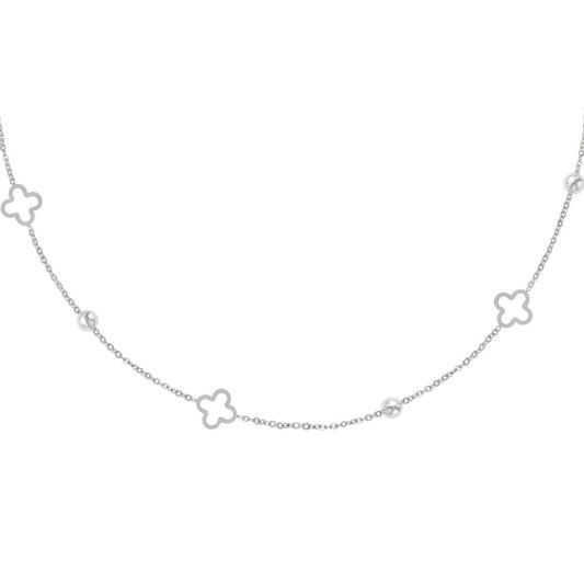 ketting- klavertjes zilverkleurig