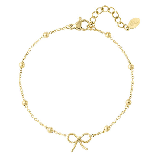 Armbandje- klein strikje goudkleurig