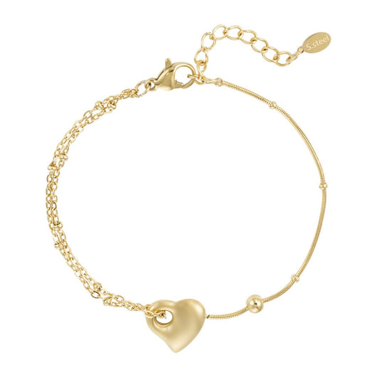 Armbandje- chains hartje goudkleurig