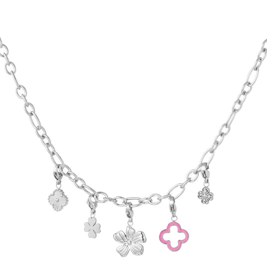 ketting- meerdere bedels zilverkleurig