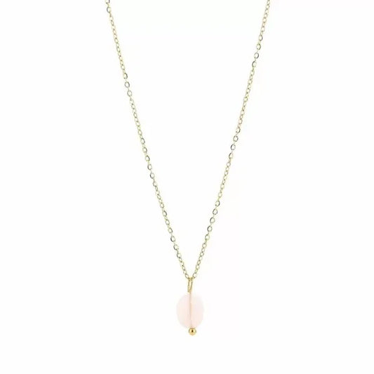 Ketting- steentje roze goud