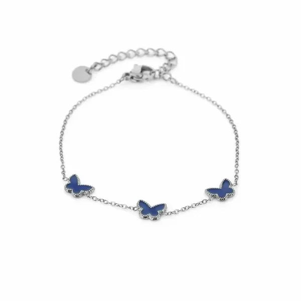 Armbandje- vlindertjes donkerblauw zilver