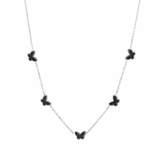 Ketting- vlindertjes zwart zilver