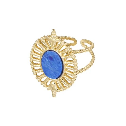 ring- steen ovaal blauw goud