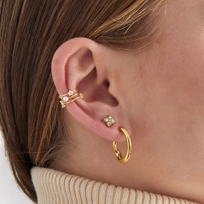 Earcuff- pareltje steentjes zilverkleurig