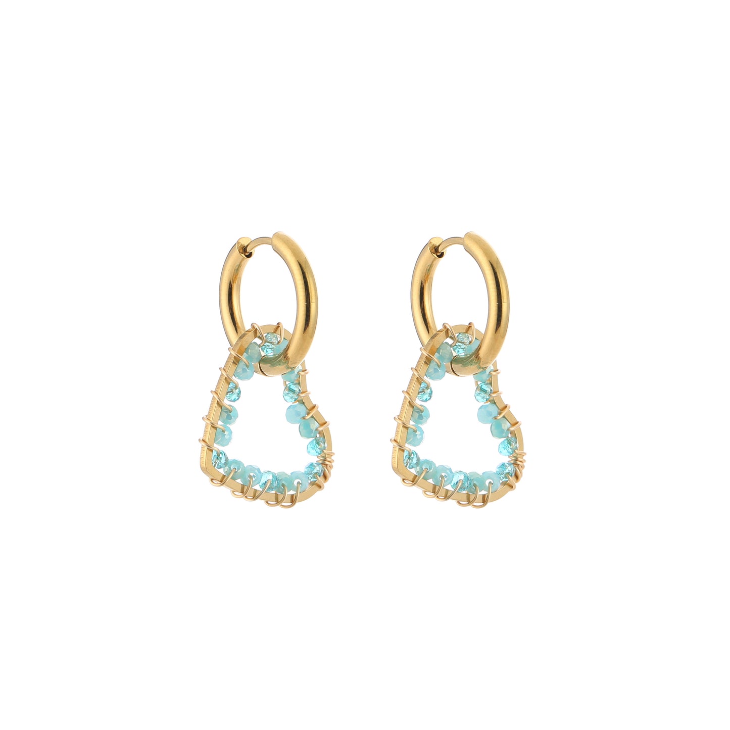 oorbellen- hart kraaltjes blauw goudkleurig