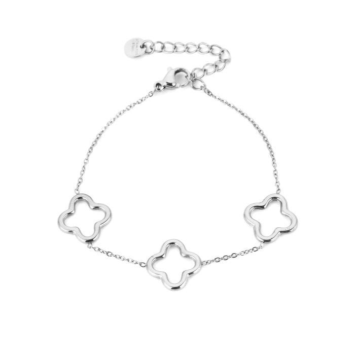 armband met 3 zilverkleurige klavers stainless steel